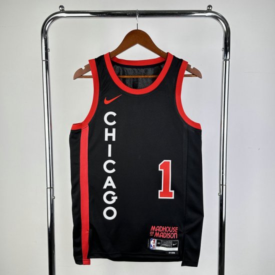 NBA 1 Rose Chicago Bulls 2024 city Maillot noir